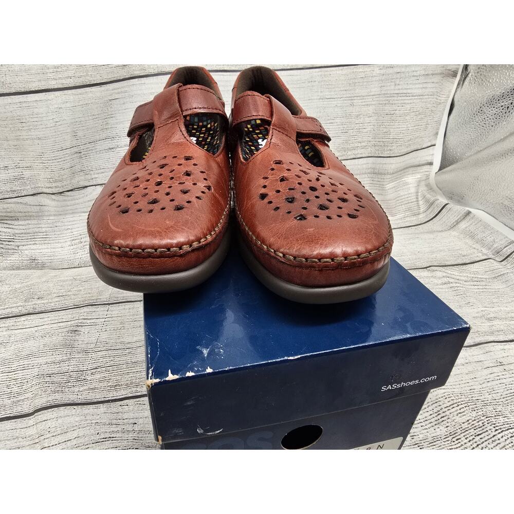 SAS Womens Size 8 N Leather Willow Slip On Loafers Walking Shoes Walnut Brown - Picture 3 of 12